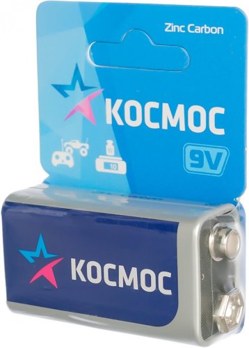 Элемент питания солевой Космос 6F22 1BL крона KOC6F221BL (батарейка) картинка 